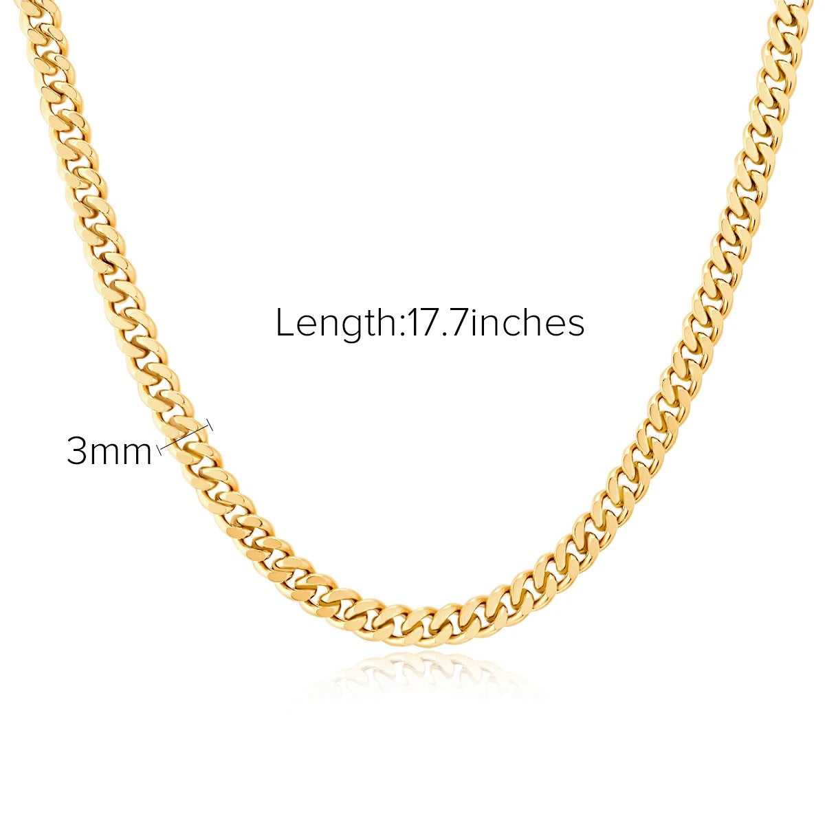 18K Gold Vintage Simple Cuban Chain Design Versatile Necklace