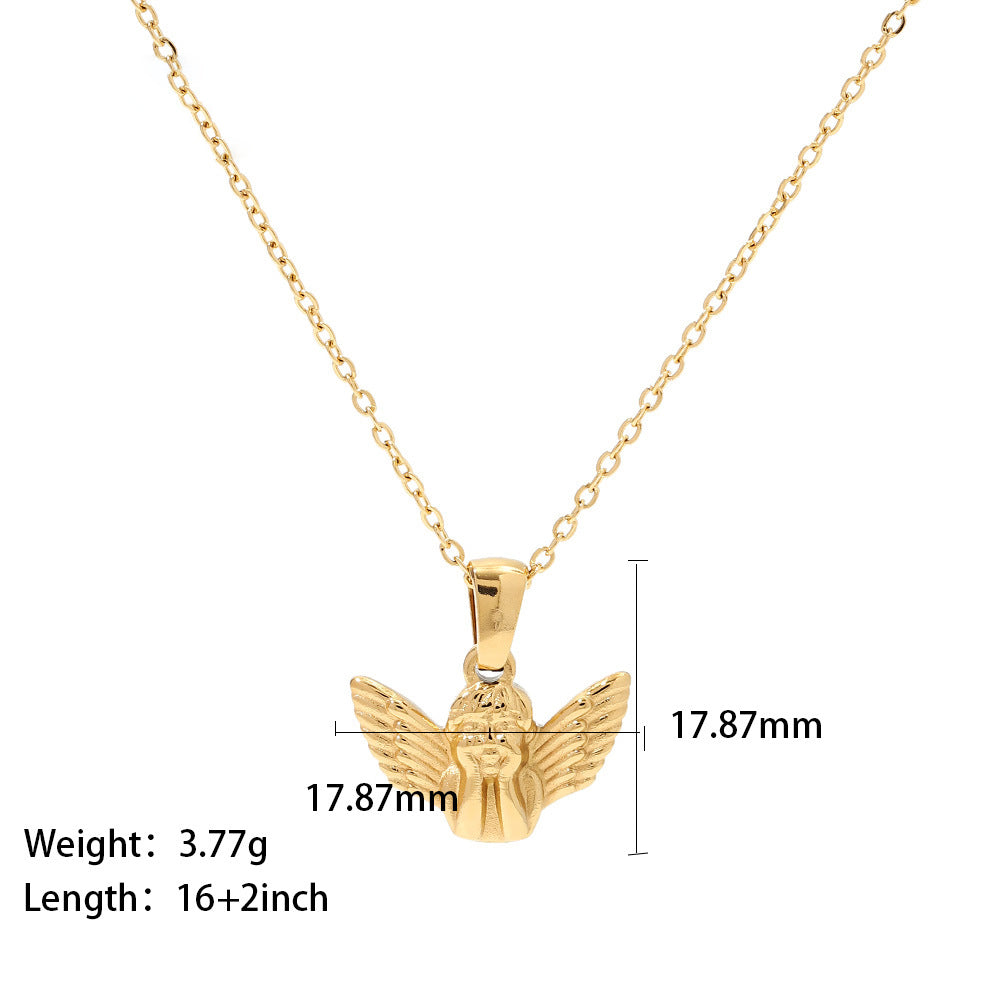 18K Gold Plated Angel Signet Pendant Necklace