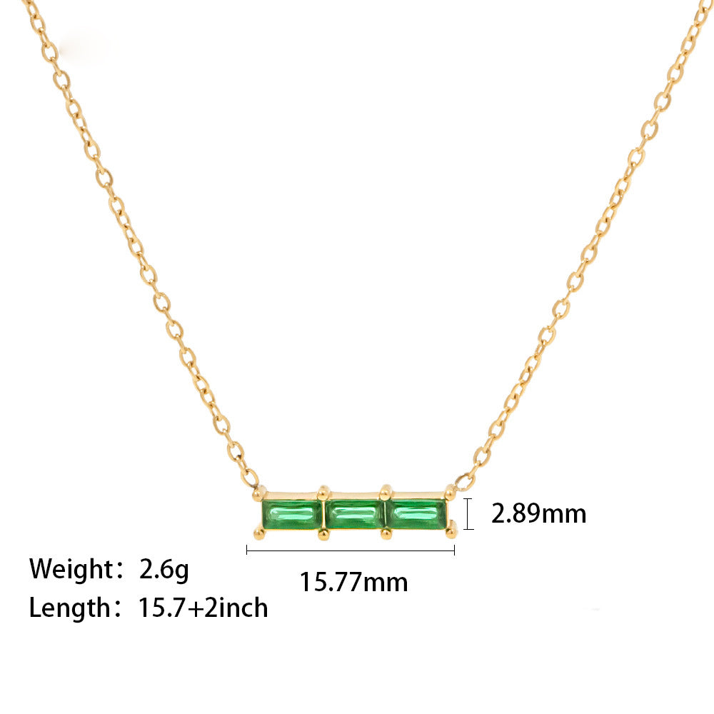 18K gold inlaid green/pink/white zircon matching friend/lover necklace