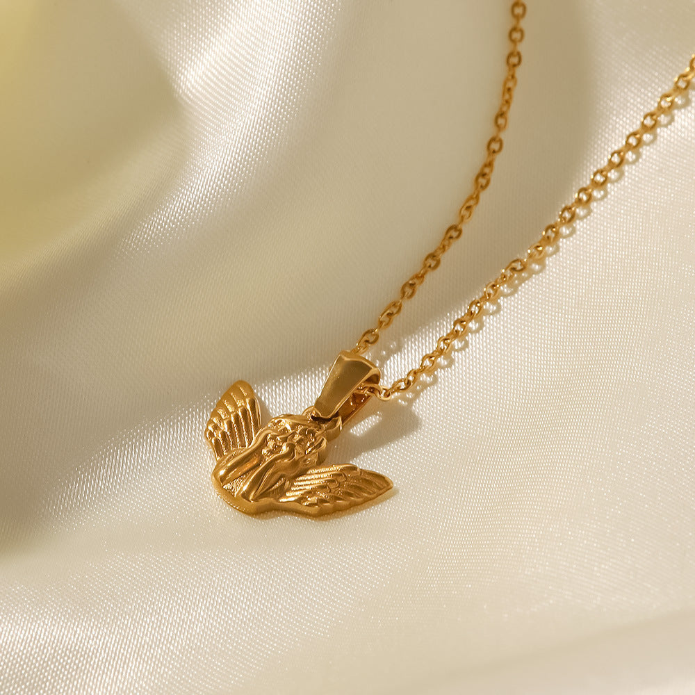 18K Gold Plated Angel Signet Pendant Necklace
