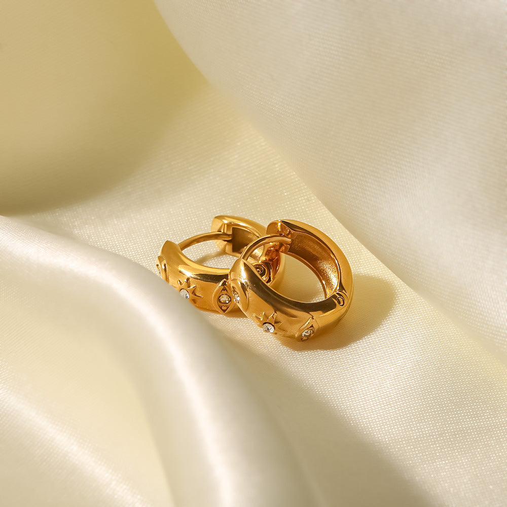 18k Gold Plated Star Devil's Eye Cubic Zirconia Earrings