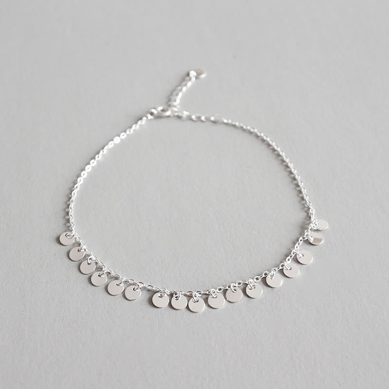 Beautiful Shining Small Slice 925 Sterling Silver Anklet