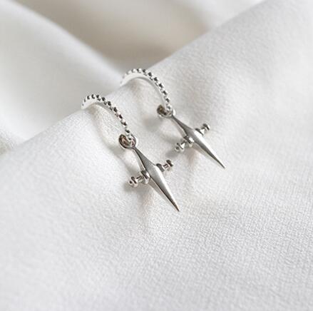 Simple Cross 925 Sterling Silver Dangling Earrings