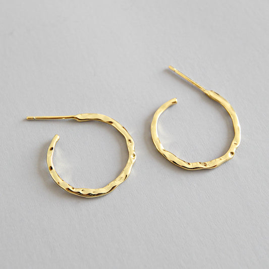 Simple Asymmetric Geometry 925 Sterling Silver Hoop Earrings