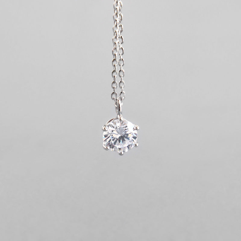 Simple Party Round CZ 925 Sterling Silver Necklace