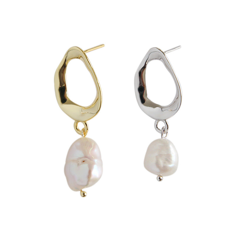 Office Unique Natural Pearl 925 Sterling Silver Dangling Earrings