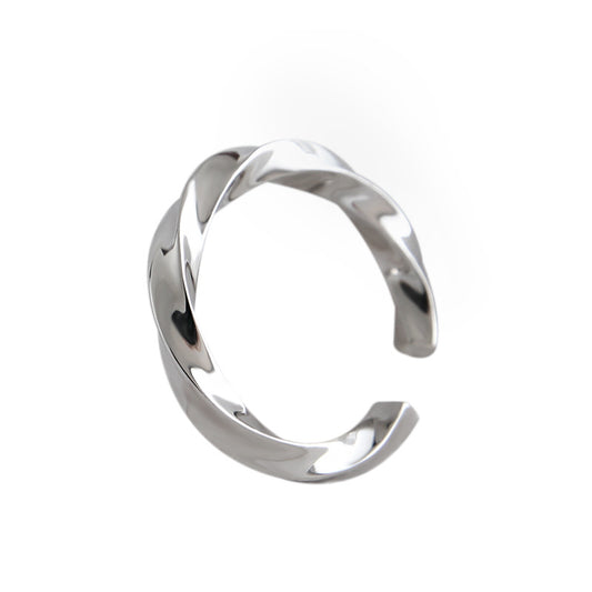 Simple Twisted 925 Sterling Silver Adjustable Ring