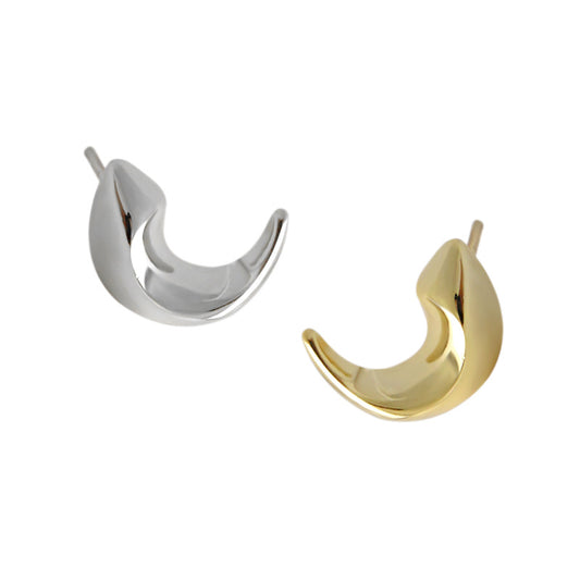 Geometry Crescent Moon 925 Sterling Silver Studs Earrings