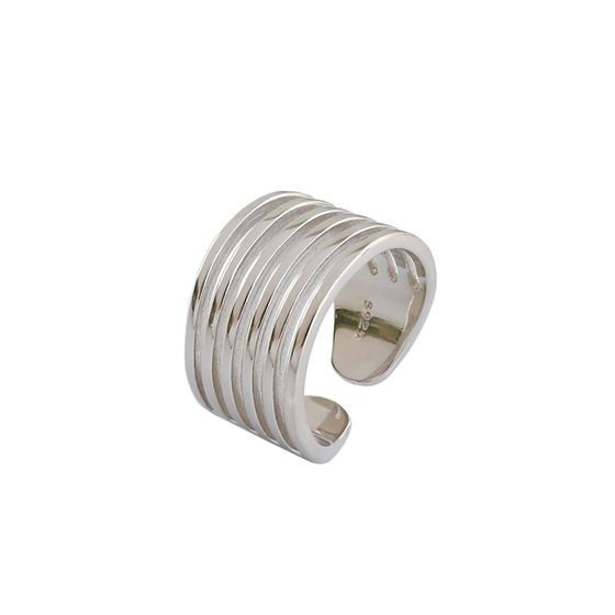 Minimalism Multilayer Lines 925 Sterling Silver Adjustable Ring