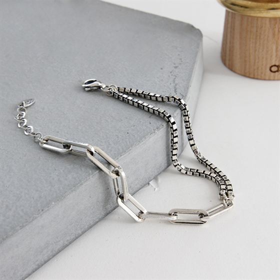 Double Layer Hollow Chain 925 Sterling Silver Bracelet