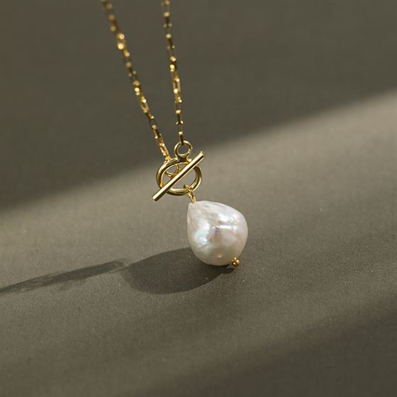 Fashion Irregular Natural Pearl 925 Sterling Silver Necklace