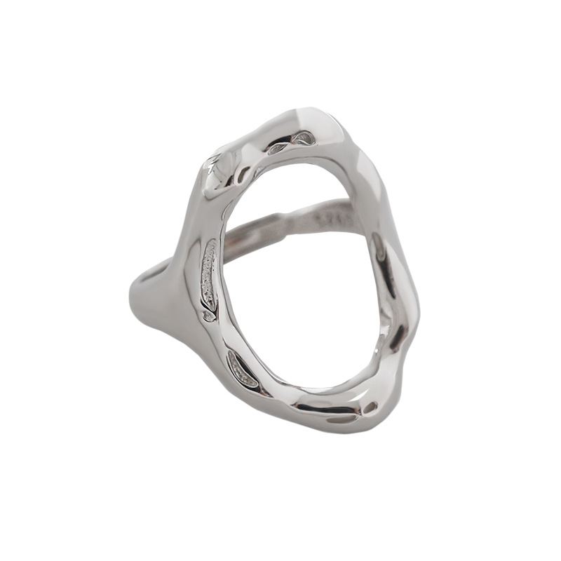 Simple Irregular O Shape 925 Sterling Silver Adjustable Ring