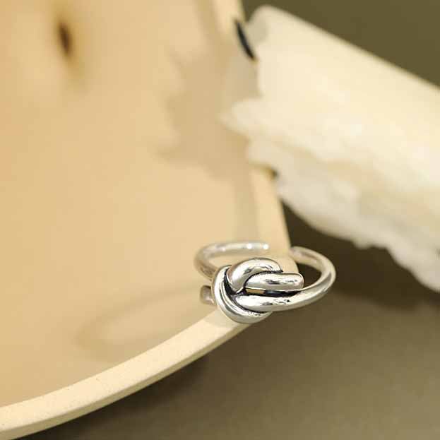 Vintage Heart Knot 925 Sterling Silver Adjustable Ring