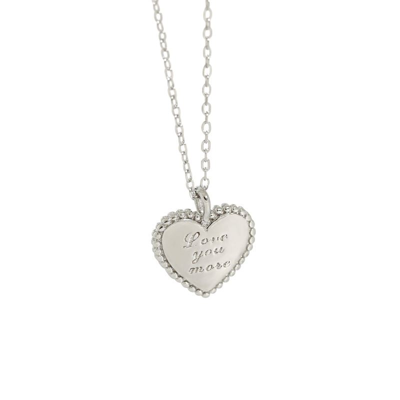 Love Your More Letters Heart 925 Sterling Silver Necklace