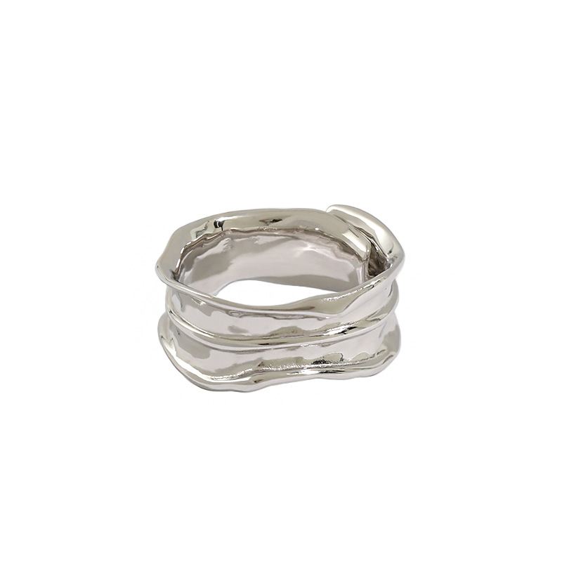 Simple Irregular Grain 925 Sterling Silver Adjustable Ring