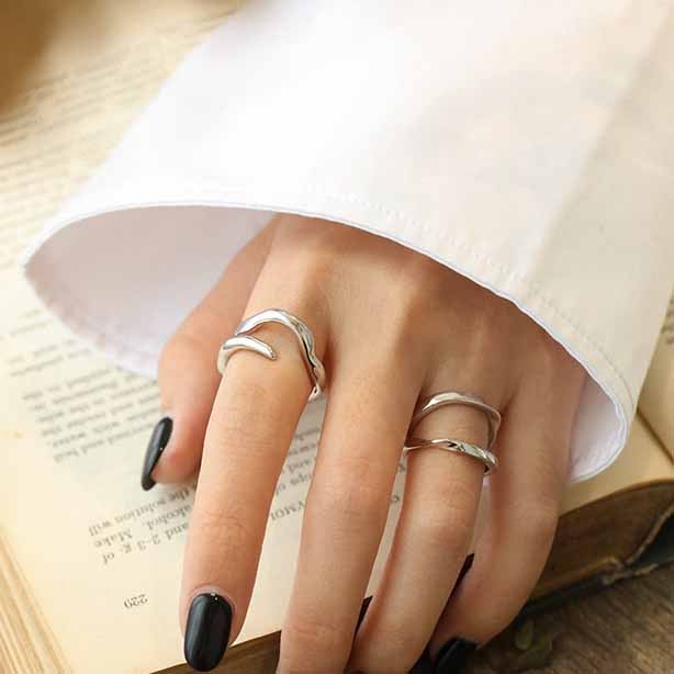 Minimalism Double Layer 925 Sterling Silver Adjustable Ring