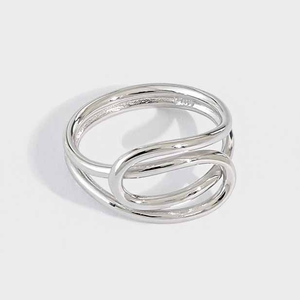Fashion Lines Winding 925 Sterling Silver Adjustable Ring