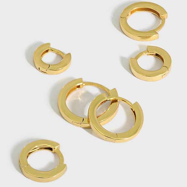 Minimalism Geometry Circle 925 Sterling Silver Huggie Hoop Earrings