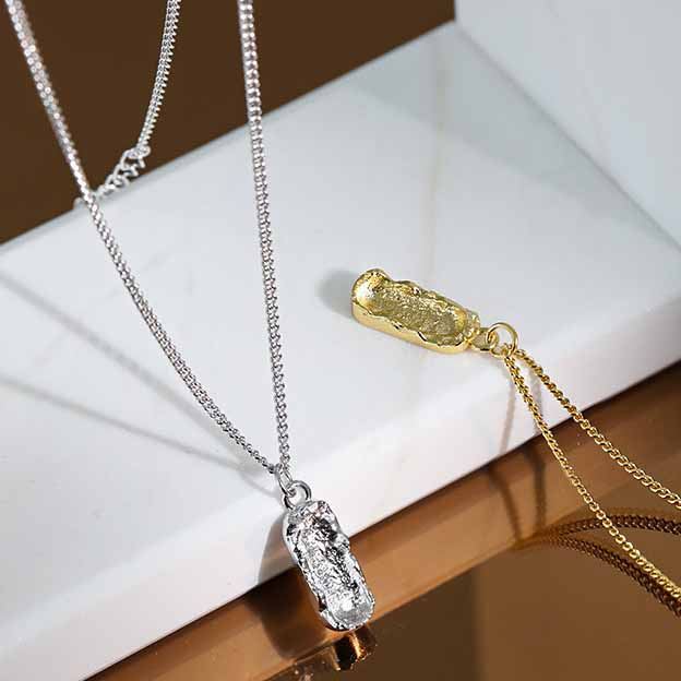 Gift Irregular Peanut 925 Sterling Silver Necklace