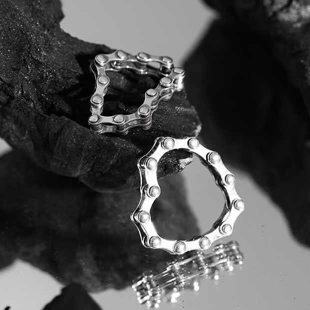 Vintage Bicycle Chain 925 Sterling Silver Ring