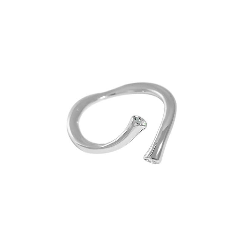 Simple CZ Irregular Cross 925 Sterling Silver Adjustable Ring