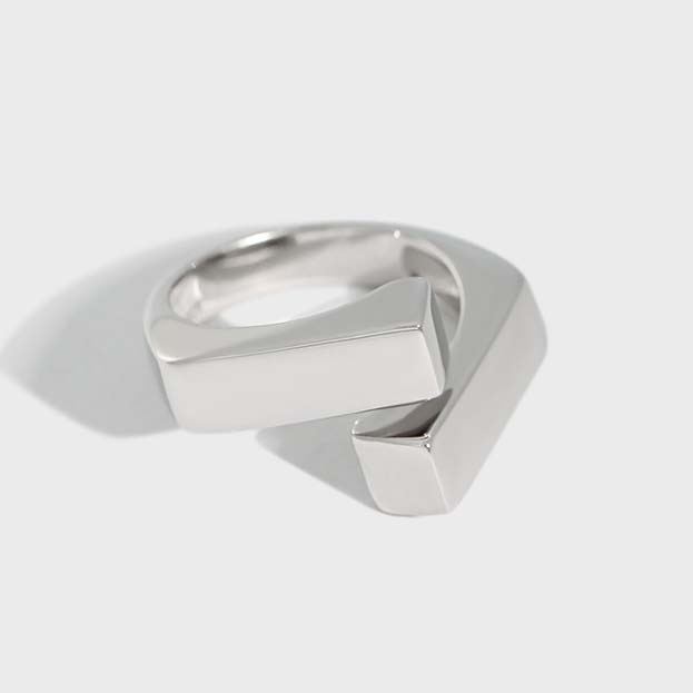 Geometry Cross 925 Sterling Silver Adjustable Ring