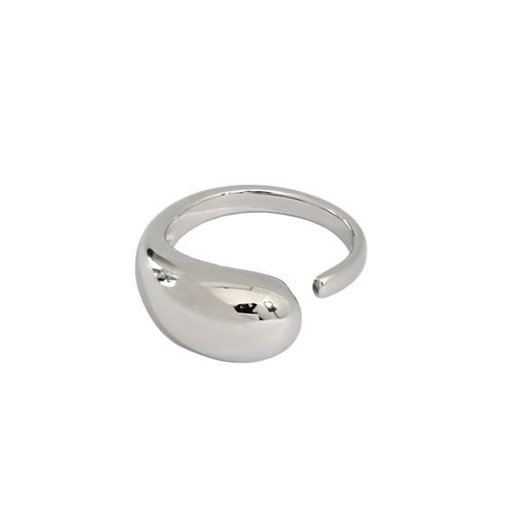 Simple Drop Gloss 925 Sterling Silver Adjustable Ring