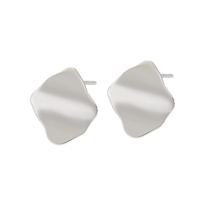Simple Geometry Wave 925 Sterling Silver Stud Earrings