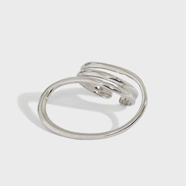 Minimalism Multi Layer Twisted 925 Sterling Silver Adjustable Ring