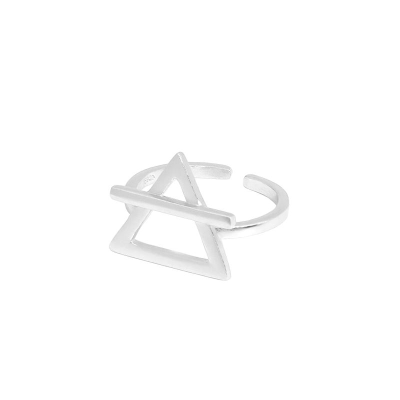 Geometry Hollow Triangle 925 Sterling Silver Adjustable Ring