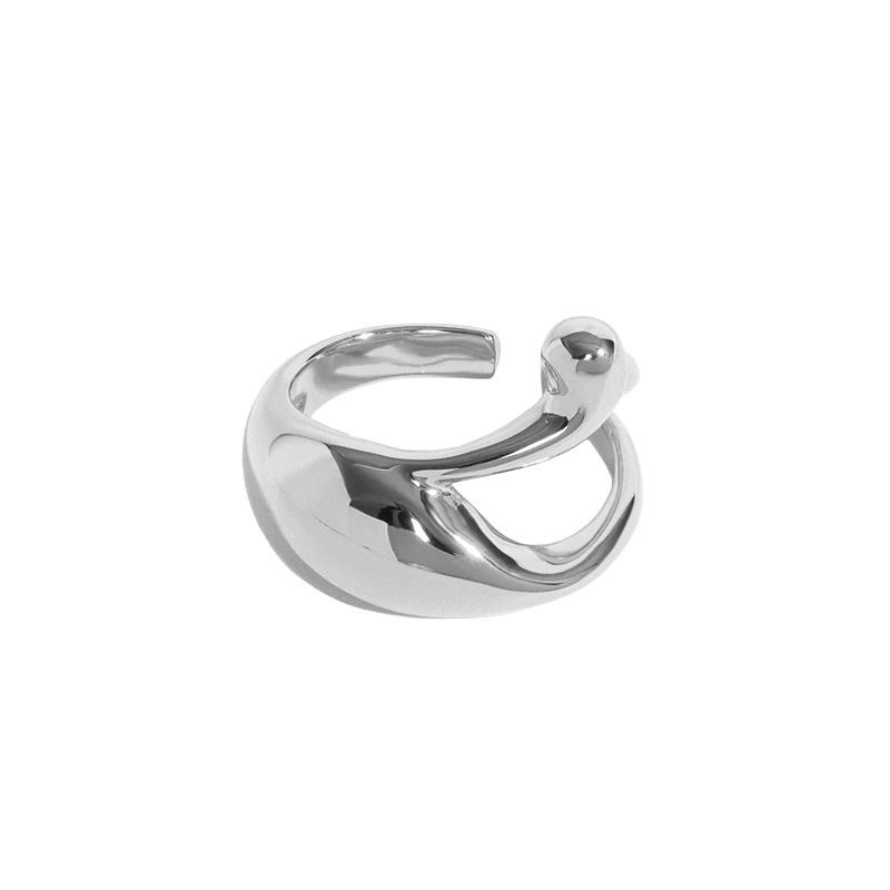 Simple Hollow Waterdrop 925 Sterling Silver Adjustable Ring