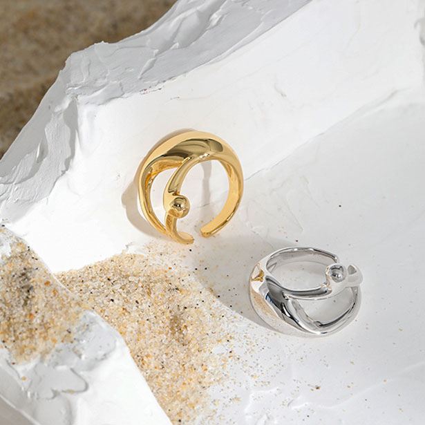 Simple Hollow Waterdrop 925 Sterling Silver Adjustable Ring