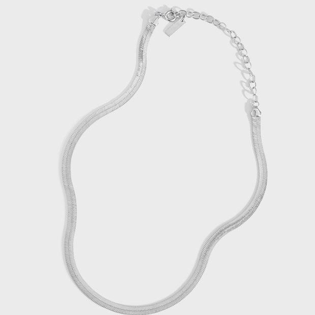 Minimalism Flat Snake Chain 925 Sterling Silver Choker Necklace