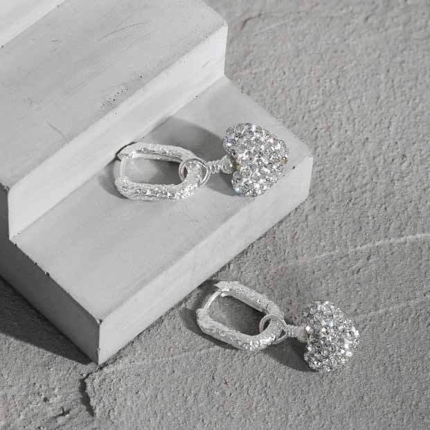 Elegant CZ Heart Geometry 925 Sterling Silver Dangling Earrings