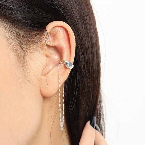Fashion Irregular Chain Tassels 925 Sterling Silver Non-Pierced Earring(Single)