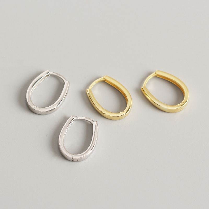 Minimalism U Shape Geometry 925 Sterling Silver Hoop Earrings