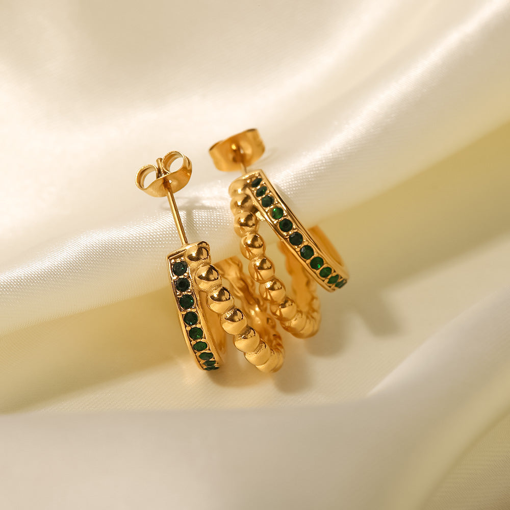French style 18K gold plated stylish versatile earrings