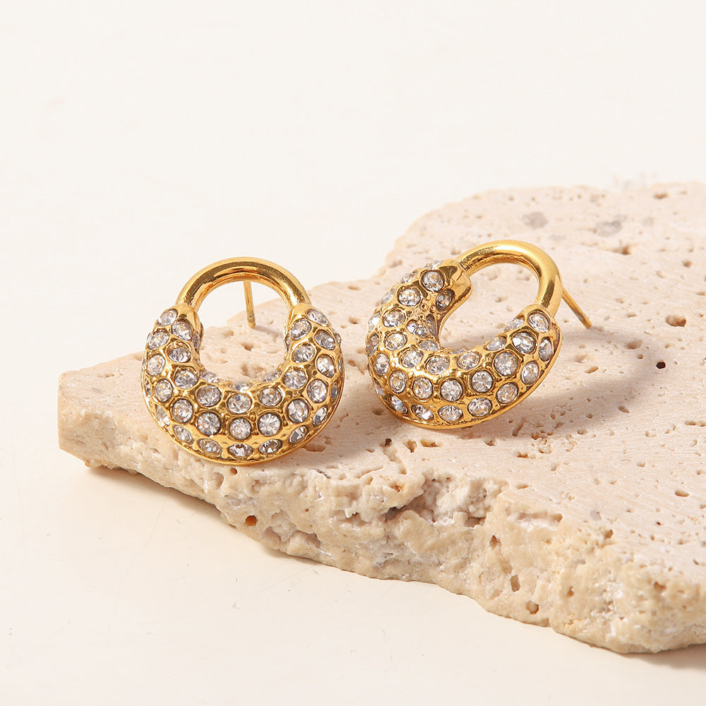 18K Gold Plated White Diamond Drop Earrings