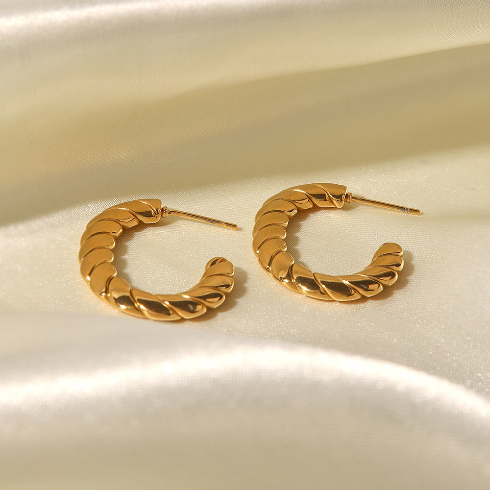 18K gold-plated C-shaped twist all-match earrings
