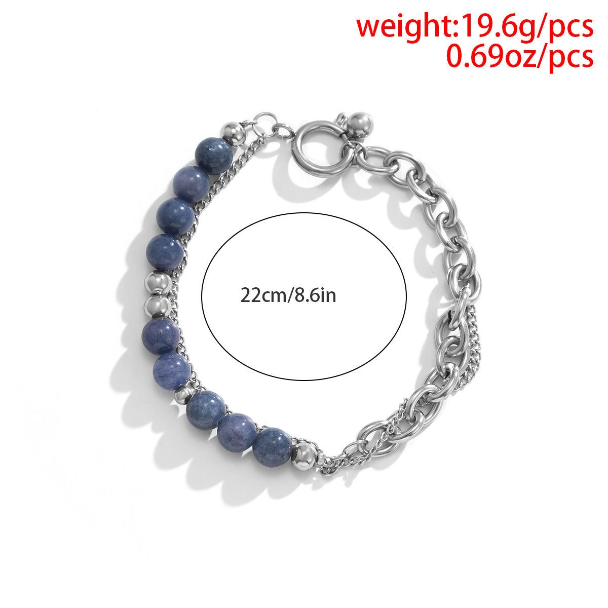 Exquisite double -layer chain stitching blue crystal handle