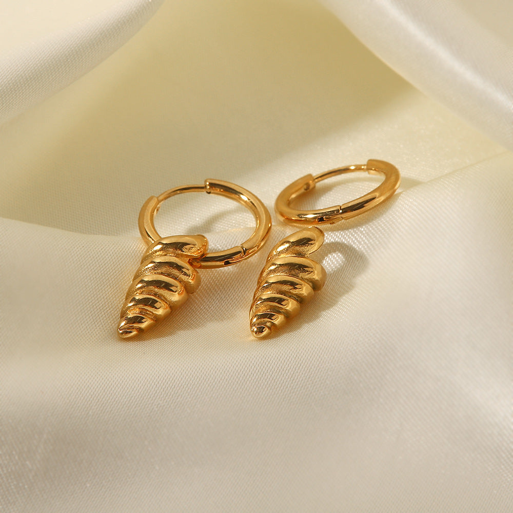 18K Gold Plated Screw Pendant Fashion Earrings