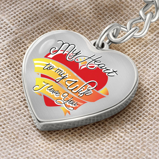 My wife Graphic Heart Keychain (Silver)