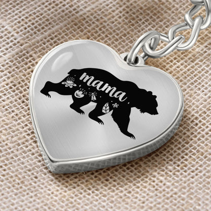Mama Graphic Heart Keychain (Silver)