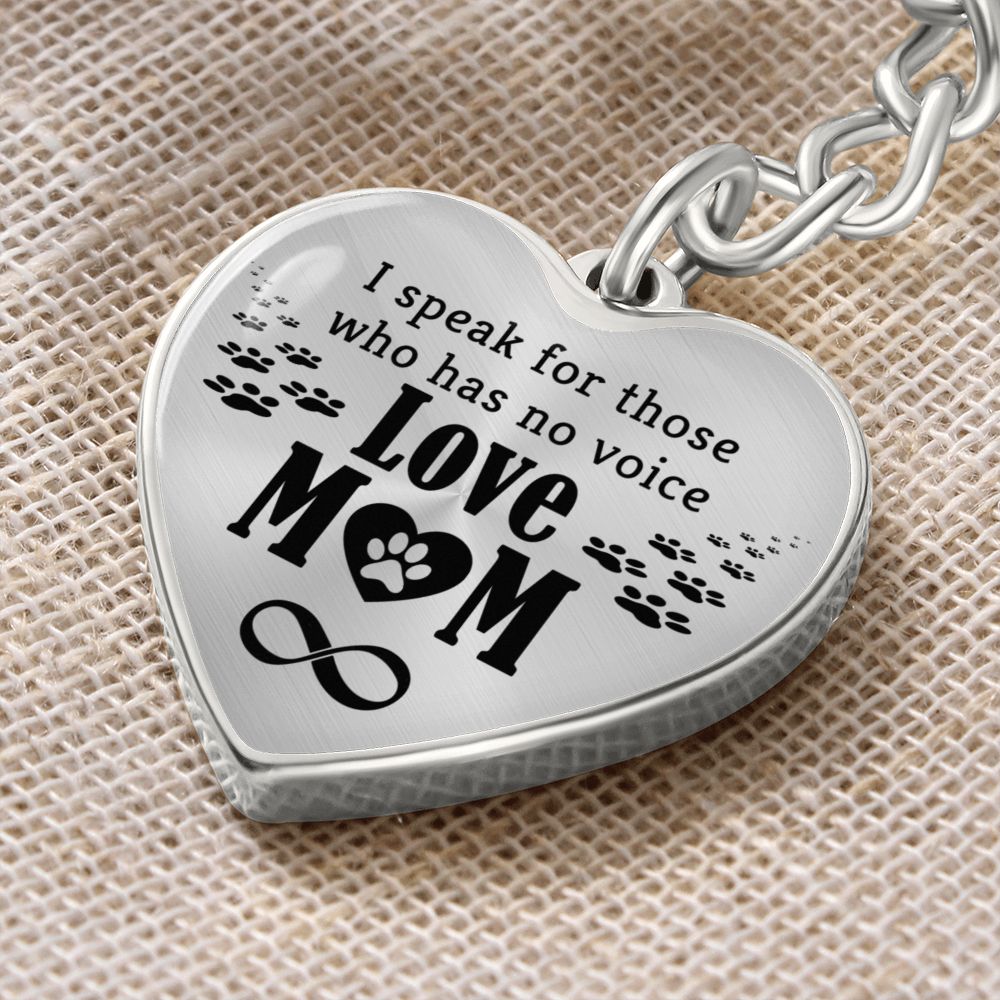 Mom Graphic Heart Keychain (Silver)