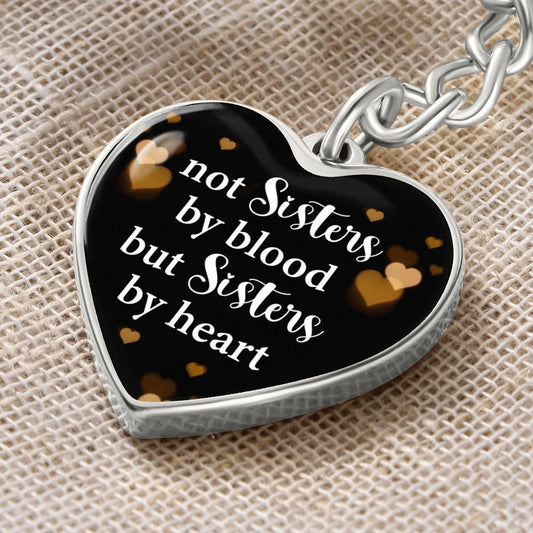 Sisters by heart Graphic Heart Keychain (Silver)