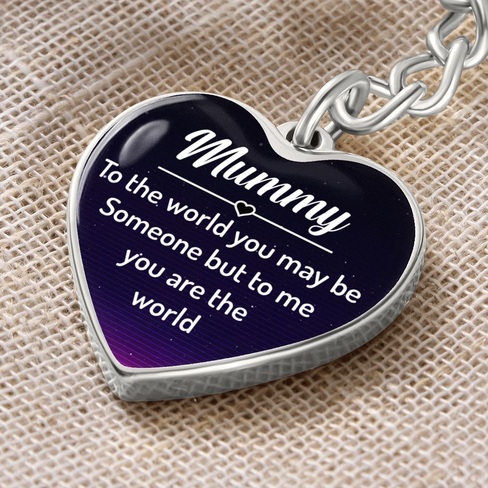 Mummy Graphic Heart Keychain (Silver)