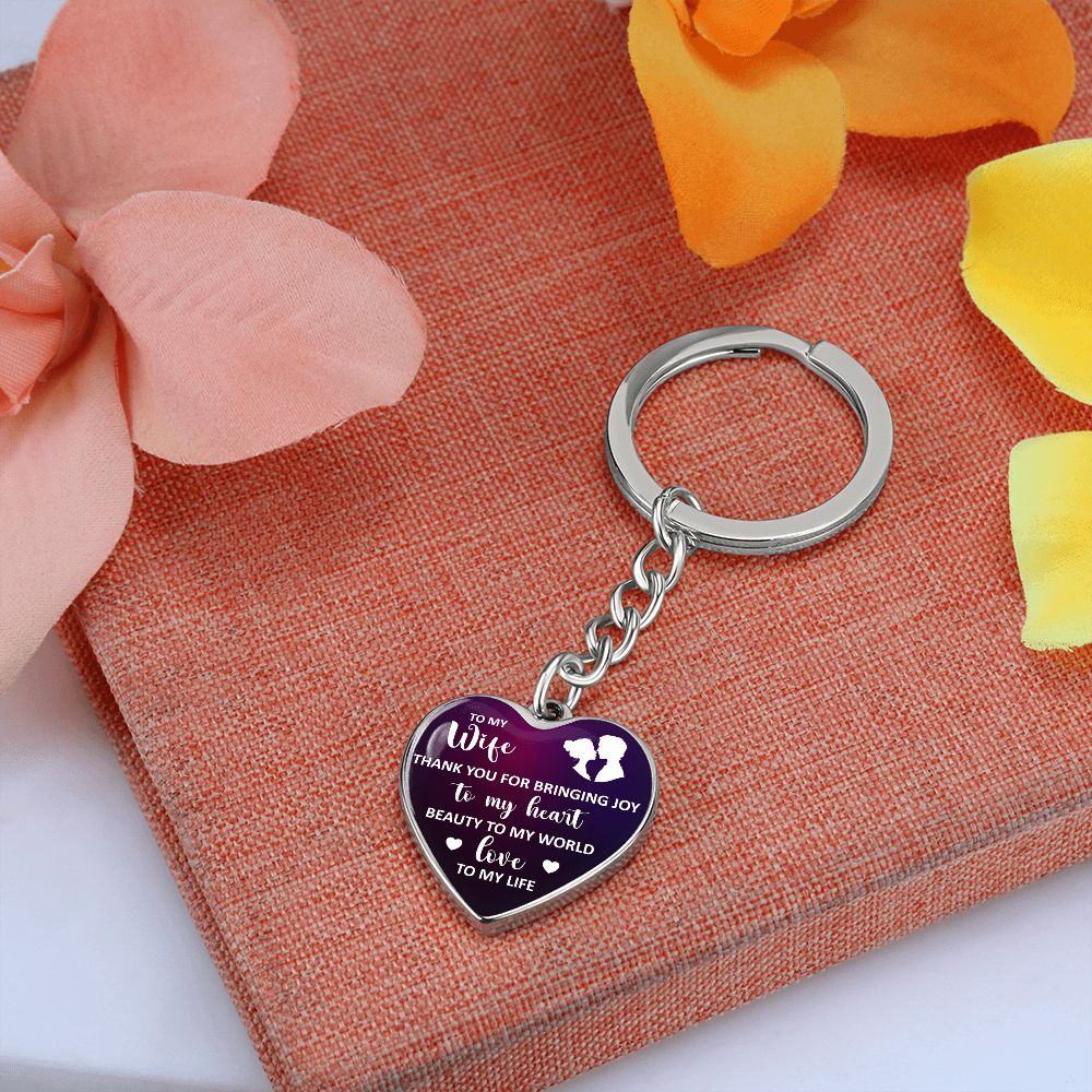My Wife Graphic Heart Keychain (Silver)