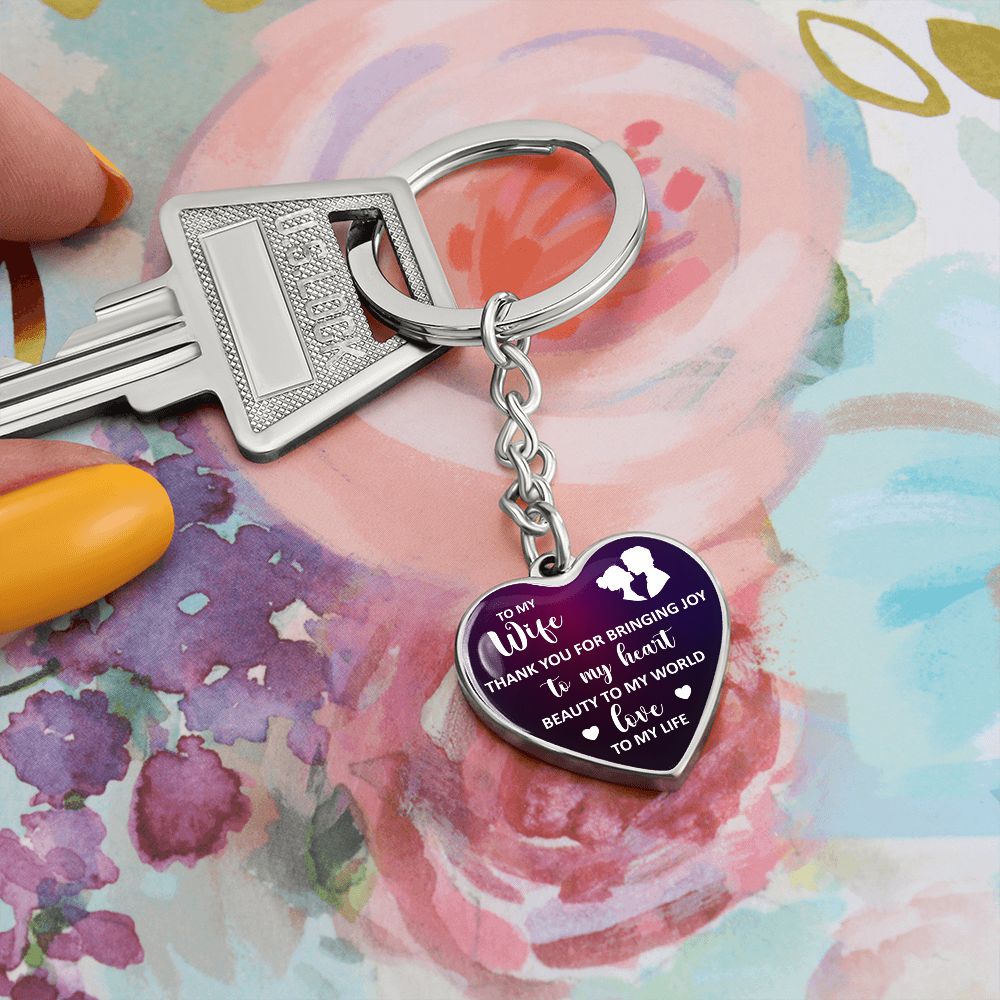 My Wife Graphic Heart Keychain (Silver)