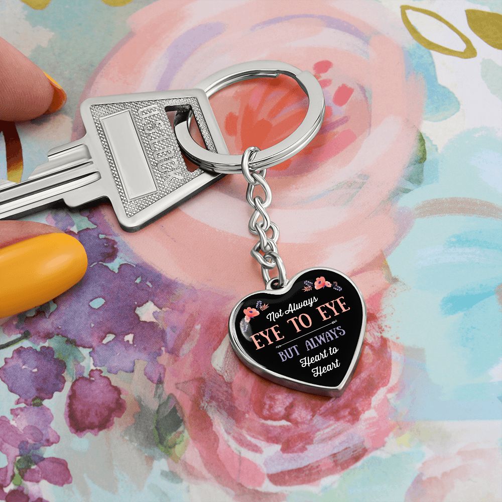 Long distance relationship friendship couple Graphic Heart Keychain (Silver)