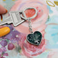 Long distance relationship friendship couple Graphic Heart Keychain (Silver)